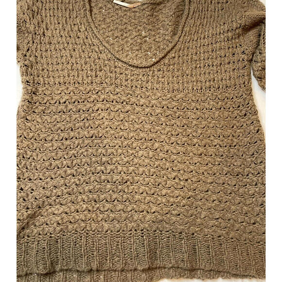 Free People Womens Chunky Knit Oversized Scoop Neck Sweater Brown Size Medium - Picture 3 of 6